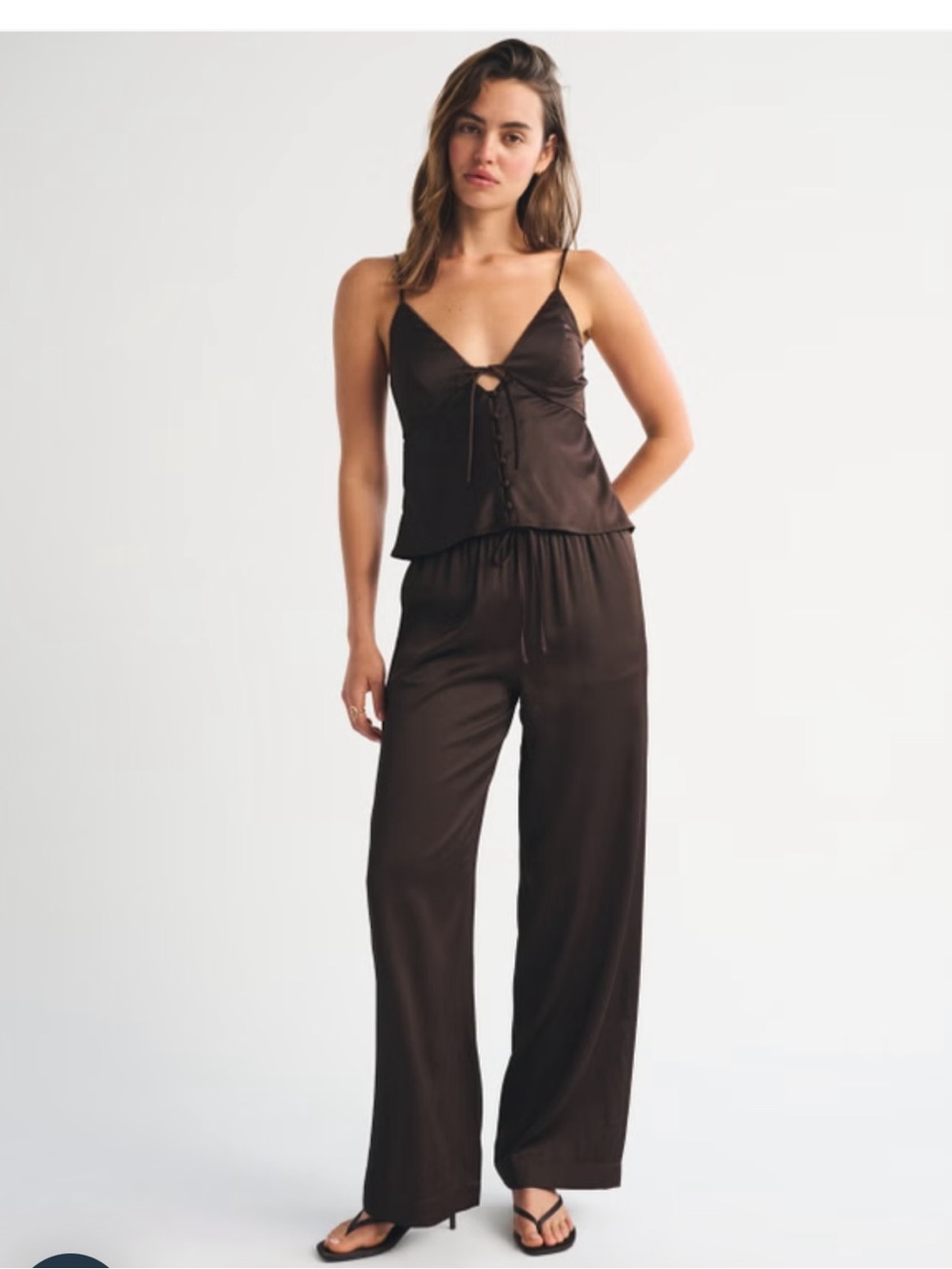 Abercrombie Gemma Satin Pants, Brown